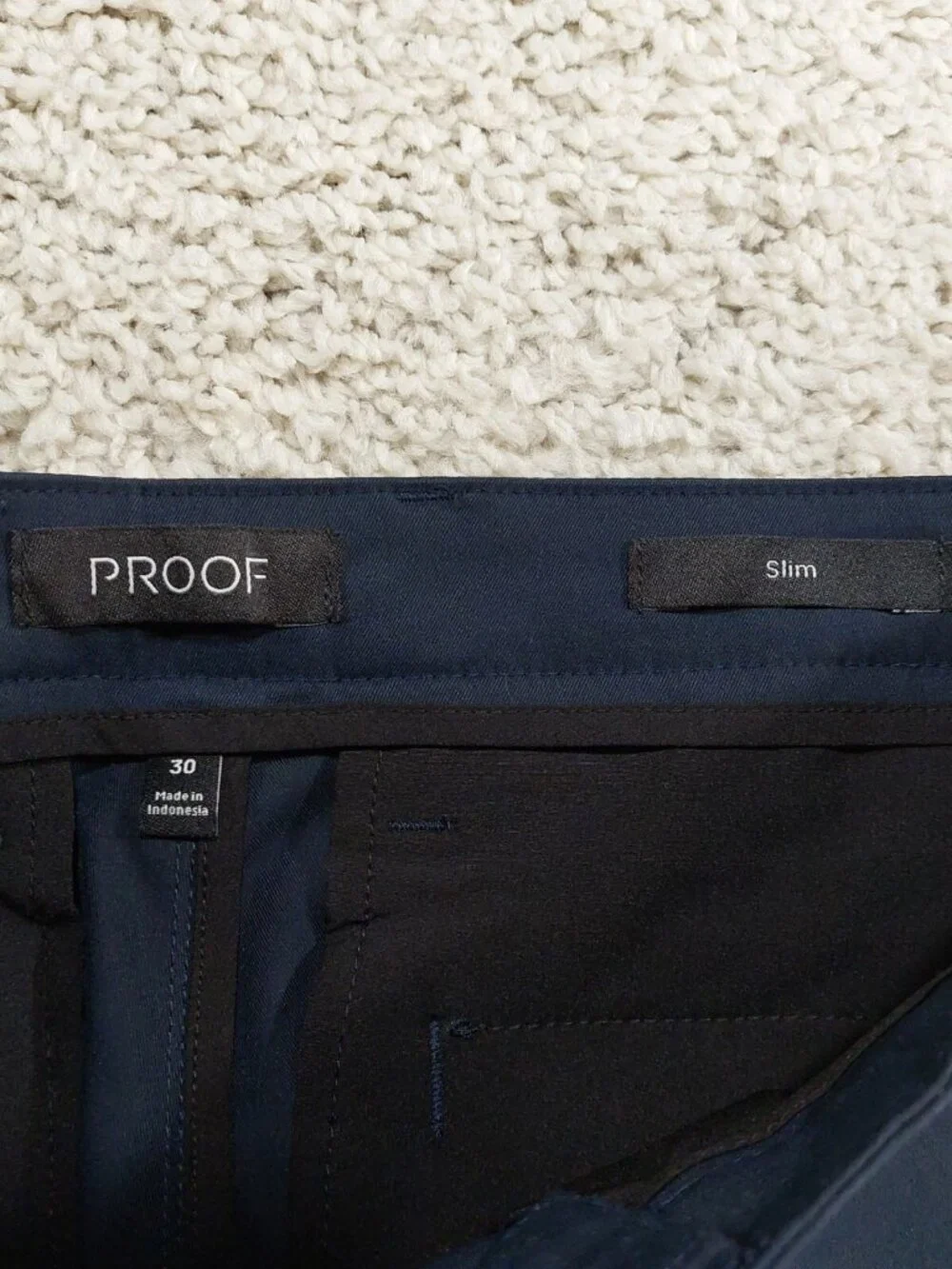 Proof Huckberry Nomad Pants 30x31, Navy Blue, Slim Fit Tech Chino, Zip Pocket